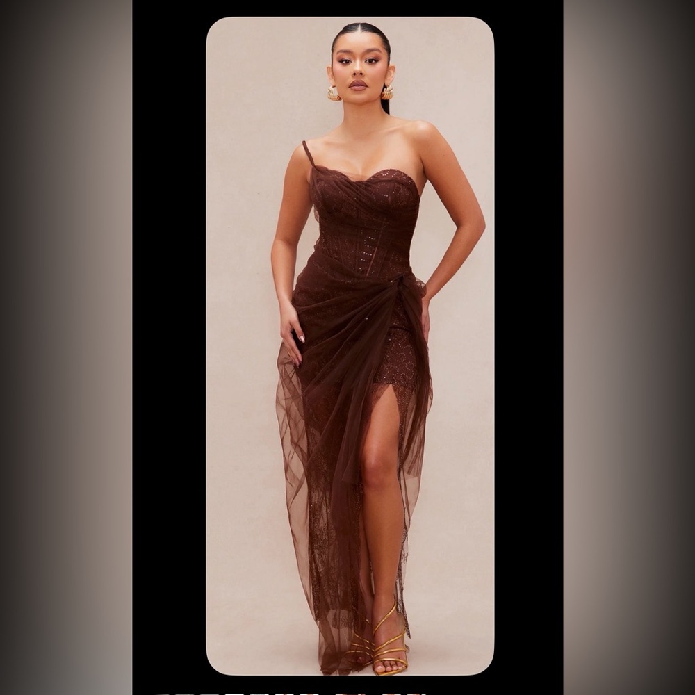 Fashionova Aaliyah Tulle Gown (chocolate)